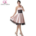 Grace Karin Damen Sexy trägerlosen lila rosa knielangen Brautjungfer Kleid Muster CL6284